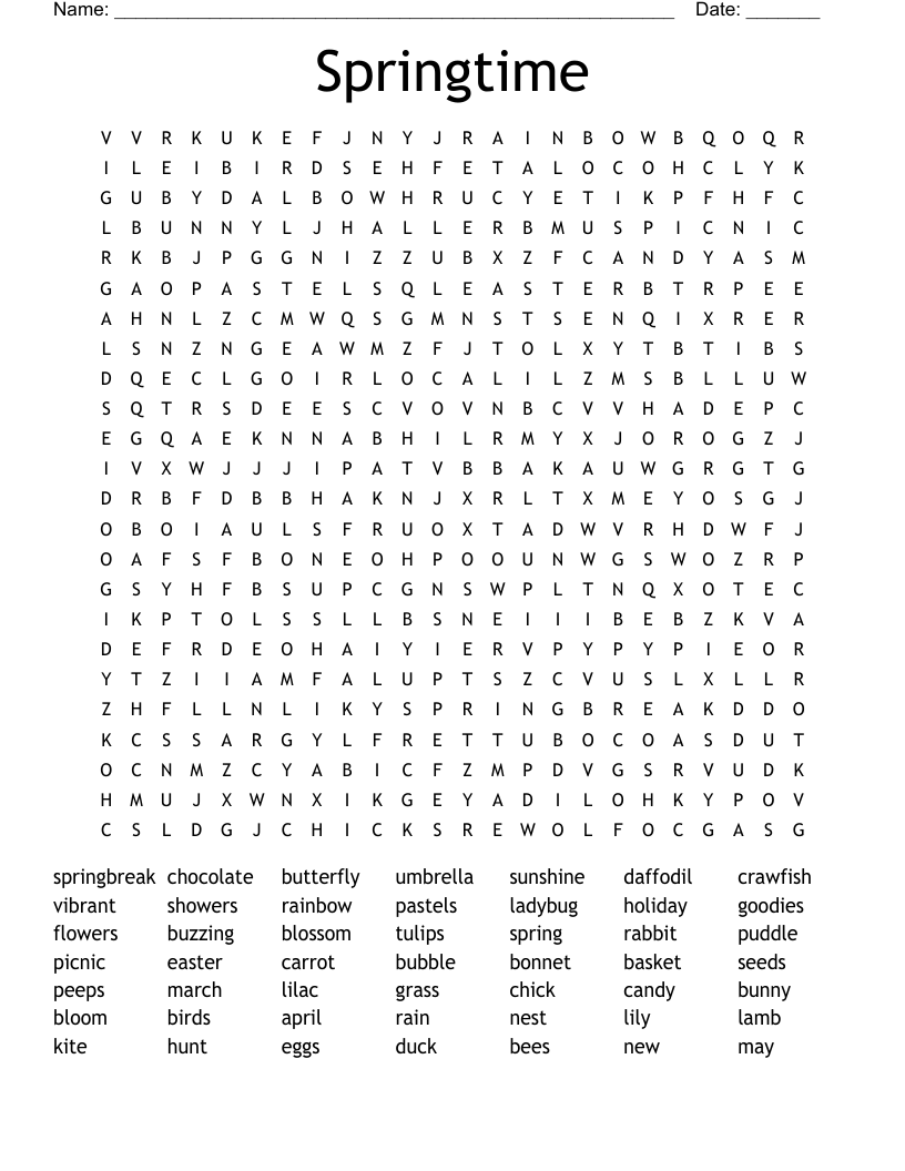 Springtime Word Search