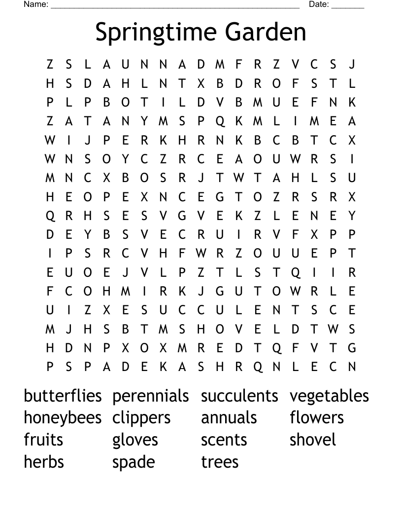 Springtime Garden Word Search