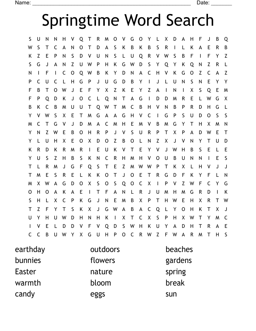 Springtime Word Search