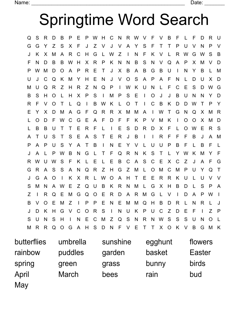 Springtime Word Search