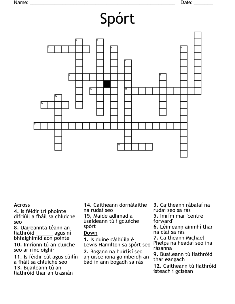 Spórt Crossword