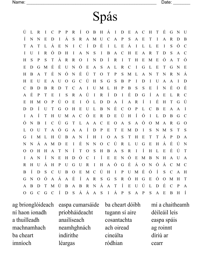Spás Word Search