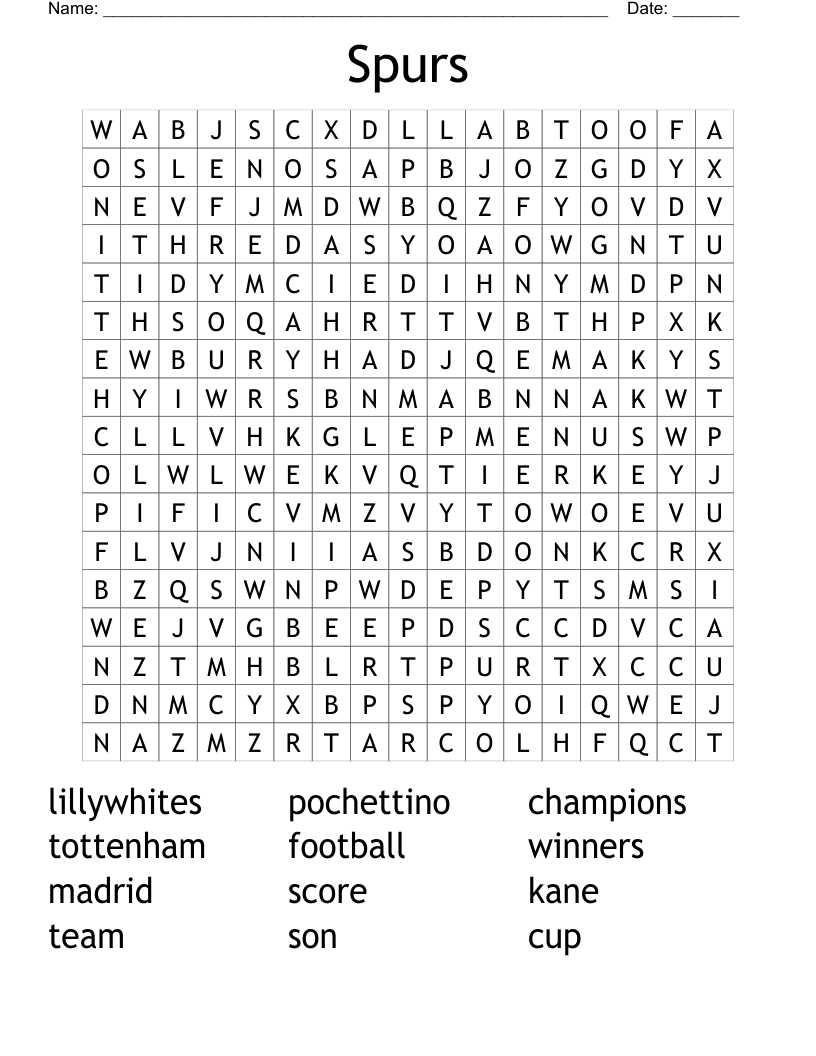 Spurs Word Search