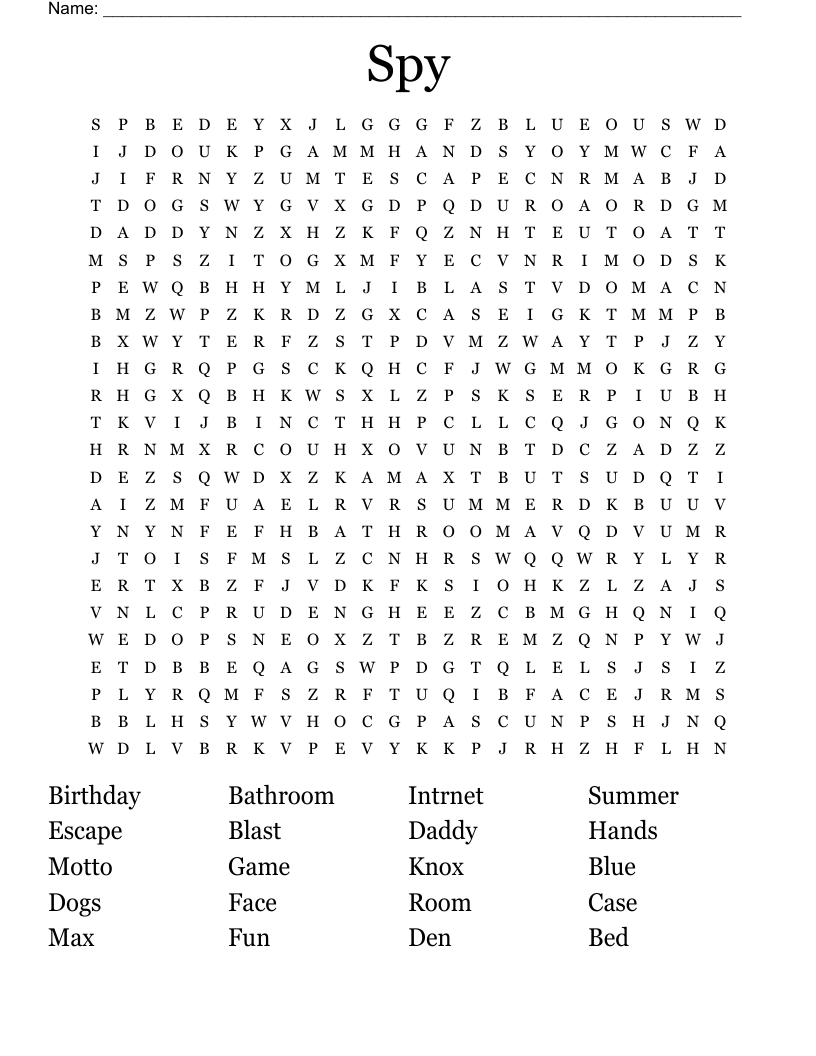 Spy Word Search