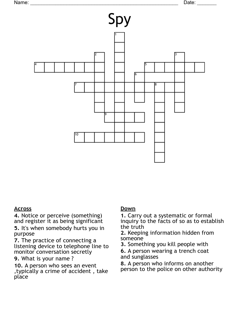 Spy Crossword