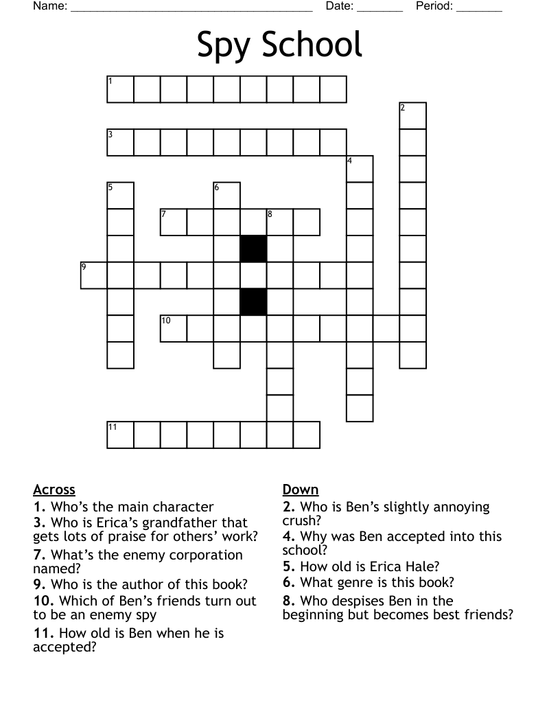 Spy School Crossword
