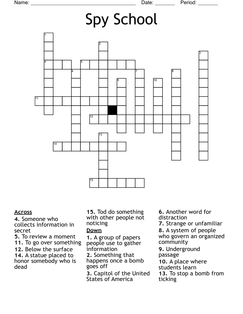 Spy School Crossword