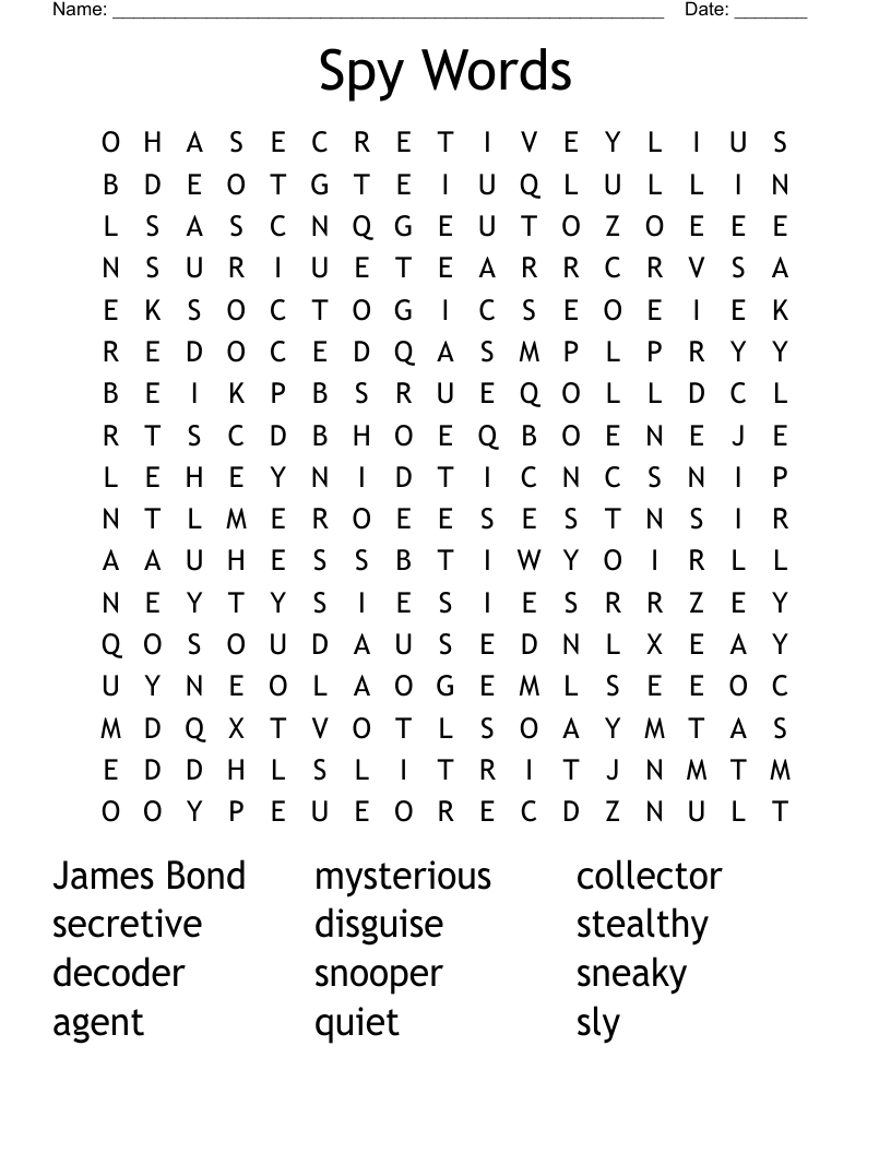 Spy Words Word Search