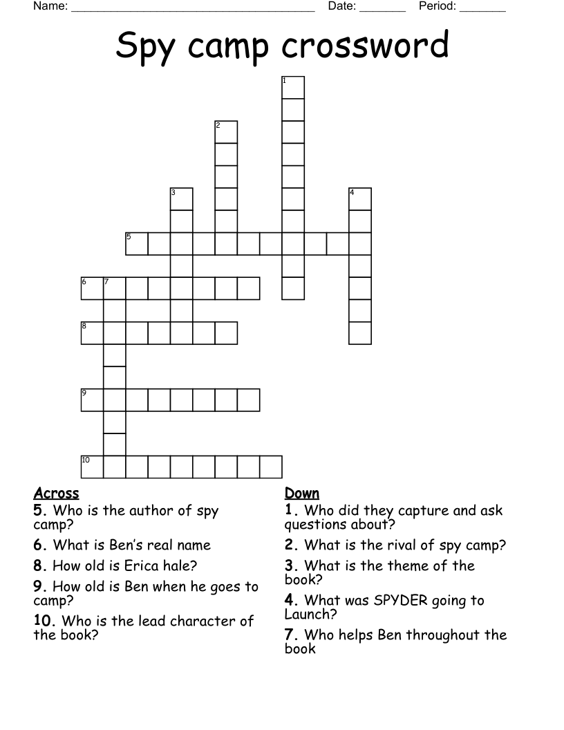 Spy camp crossword
