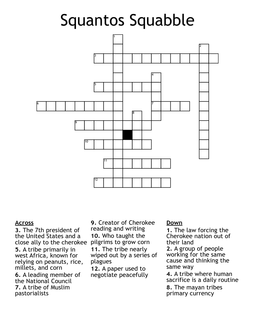 Squantos Squabble Crossword