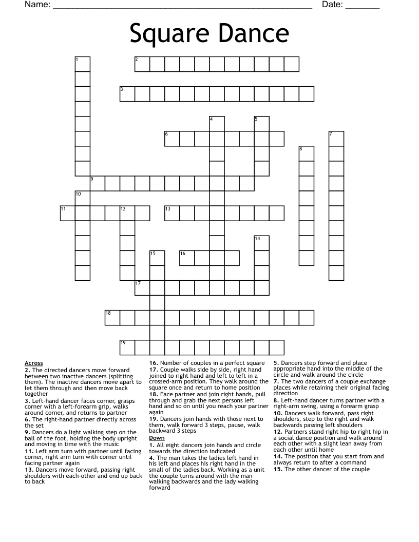 Square Dance Crossword
