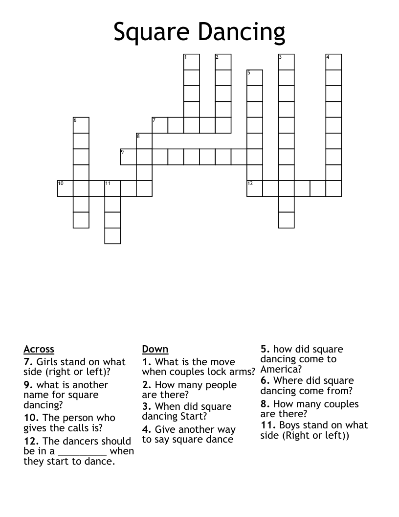 Square Dancing  Crossword