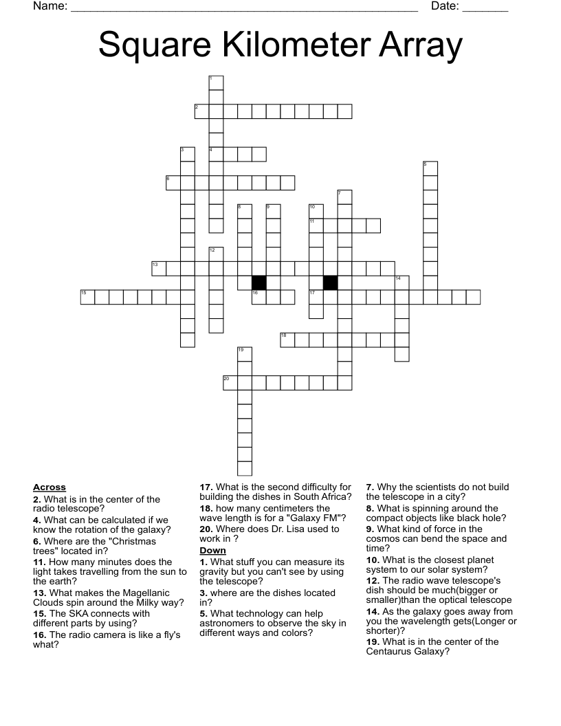 Square Kilometer Array Crossword