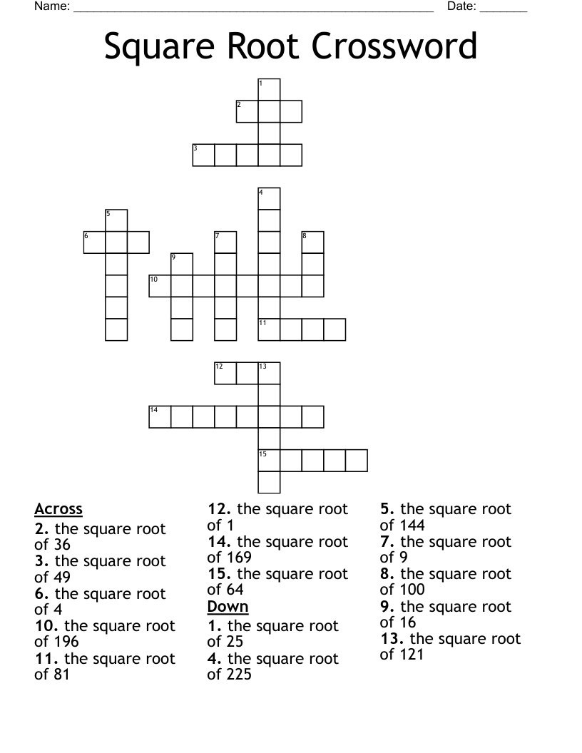 Square Root Crossword