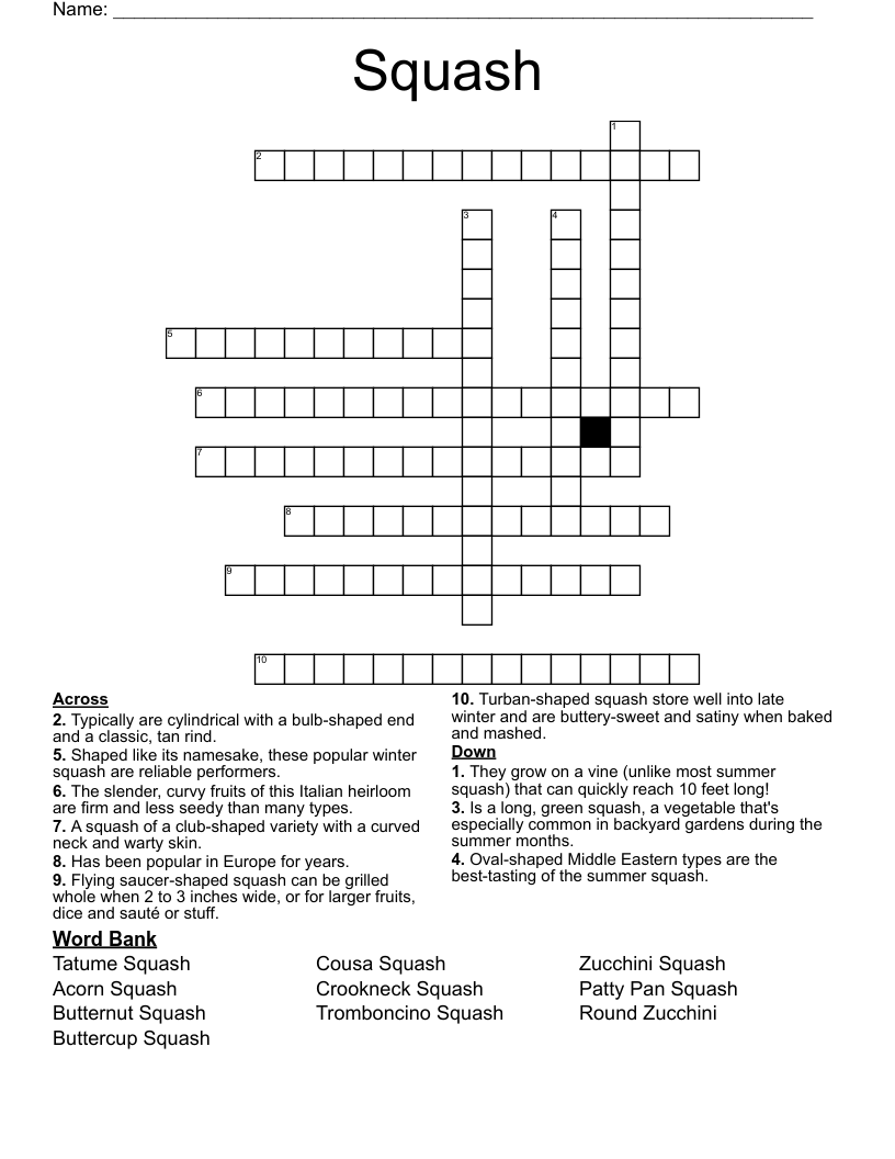 Squash Crossword