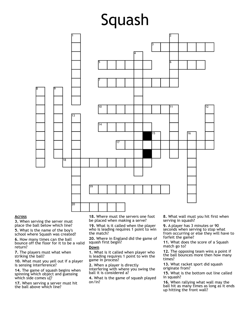 Squash Crossword