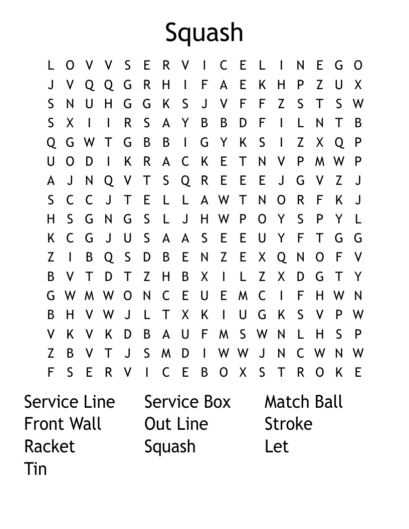 Squash Word Search