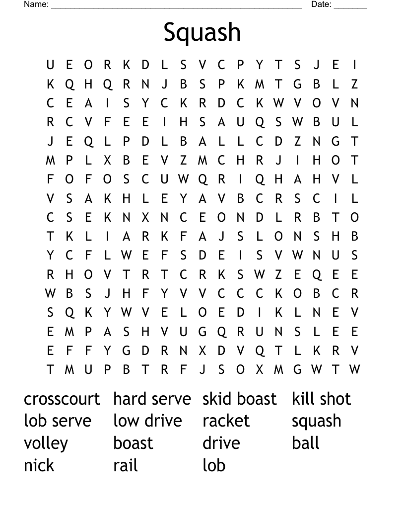Squash Word Search
