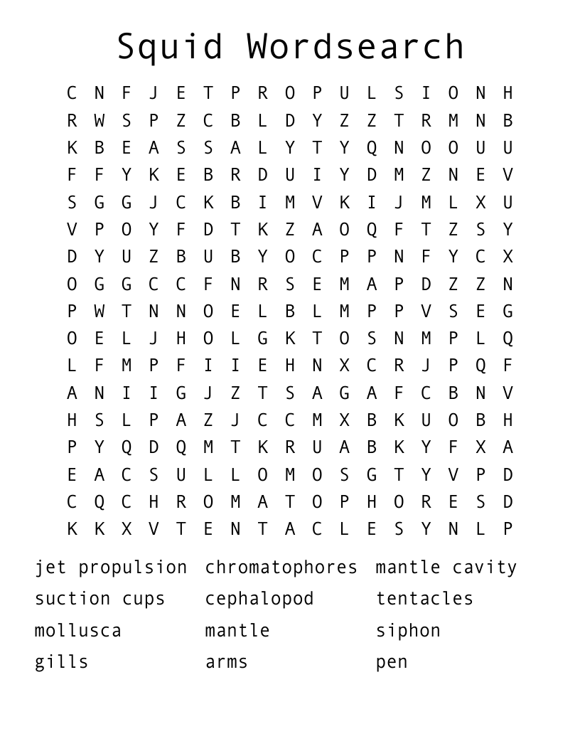Squid Wordsearch