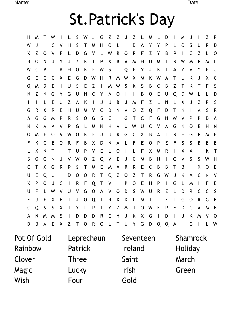 St.Patrick's Day Word Search