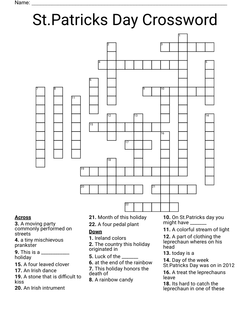 St.Patricks Day Crossword