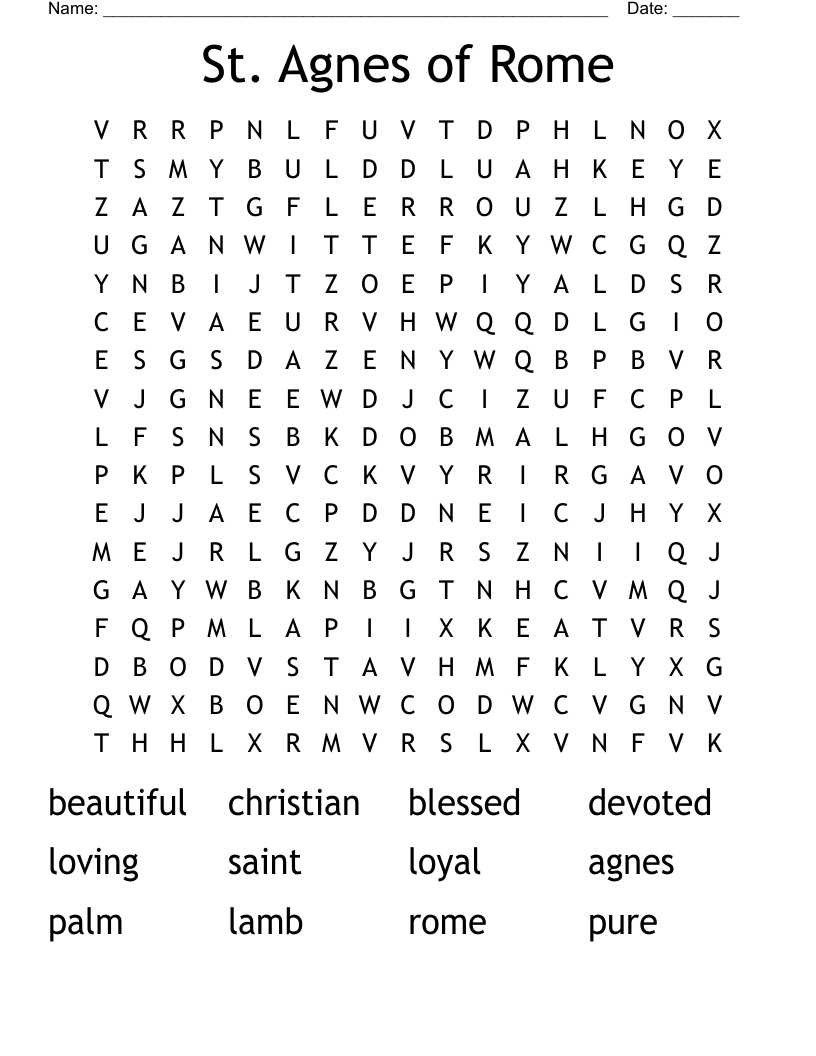 St. Agnes of Rome Word Search