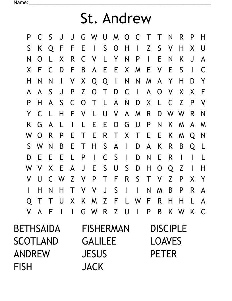 St. Andrew Word Search