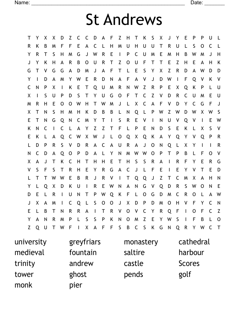 St Andrews Word Search