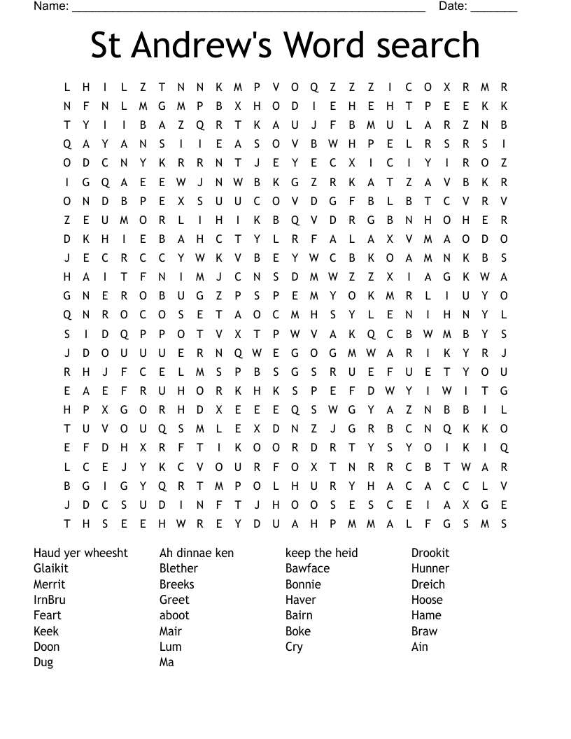 St Andrew's Word search 