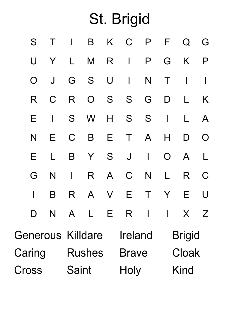 St. Brigid Word Search