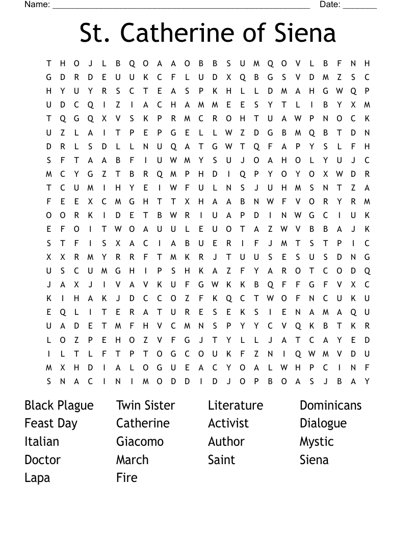St. Catherine of Siena Word Search