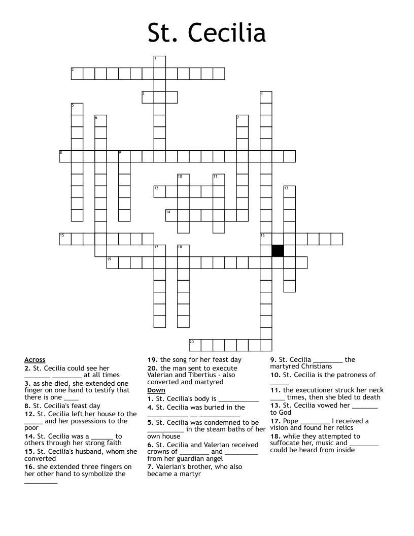 St. Cecilia Crossword