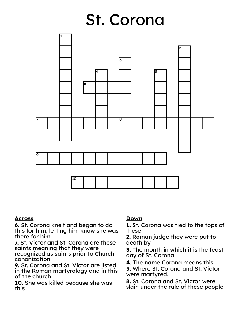 St. Corona Crossword