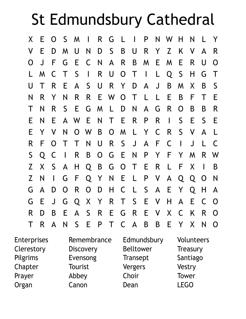 St Edmundsbury Cathedral Word Search