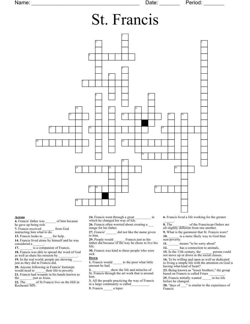 St. Francis Crossword