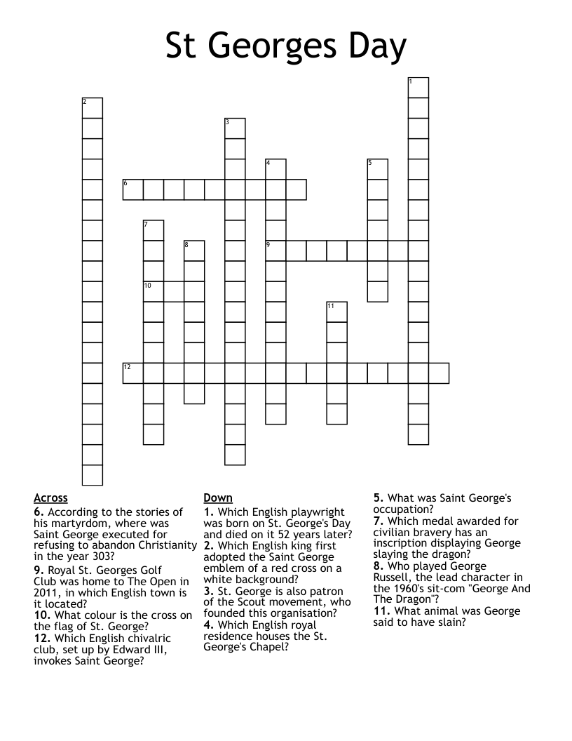 St Georges Day Crossword