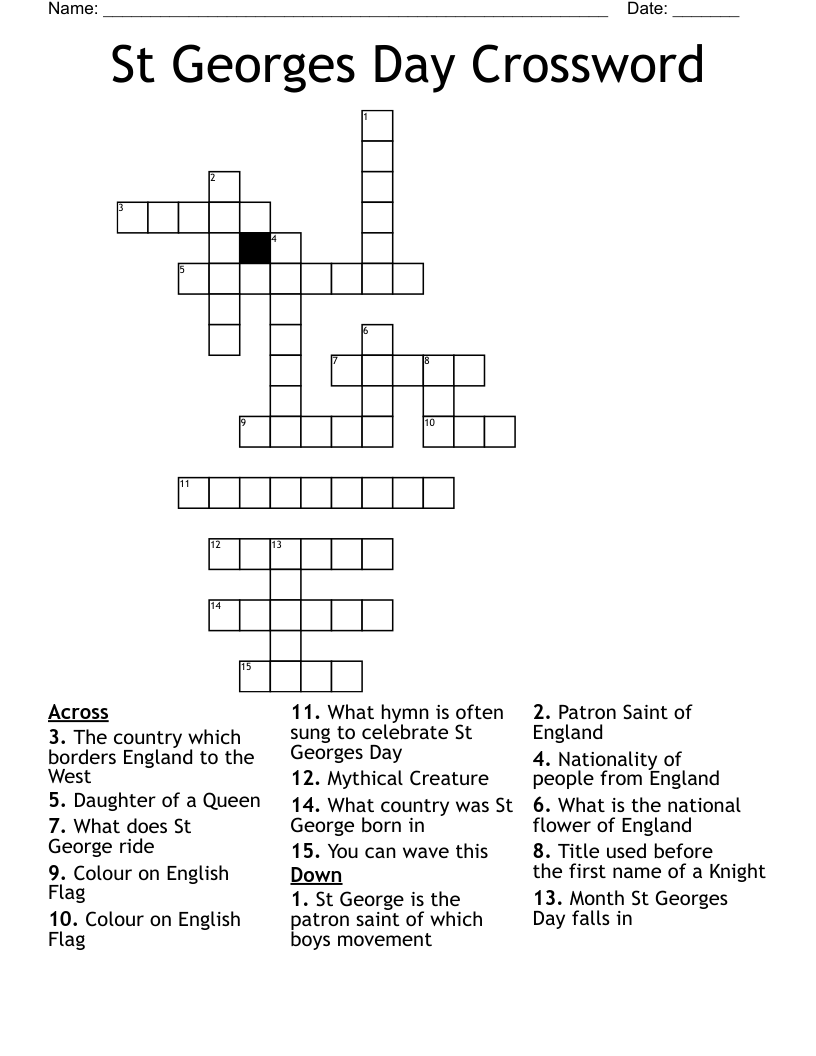 St Georges Day Crossword