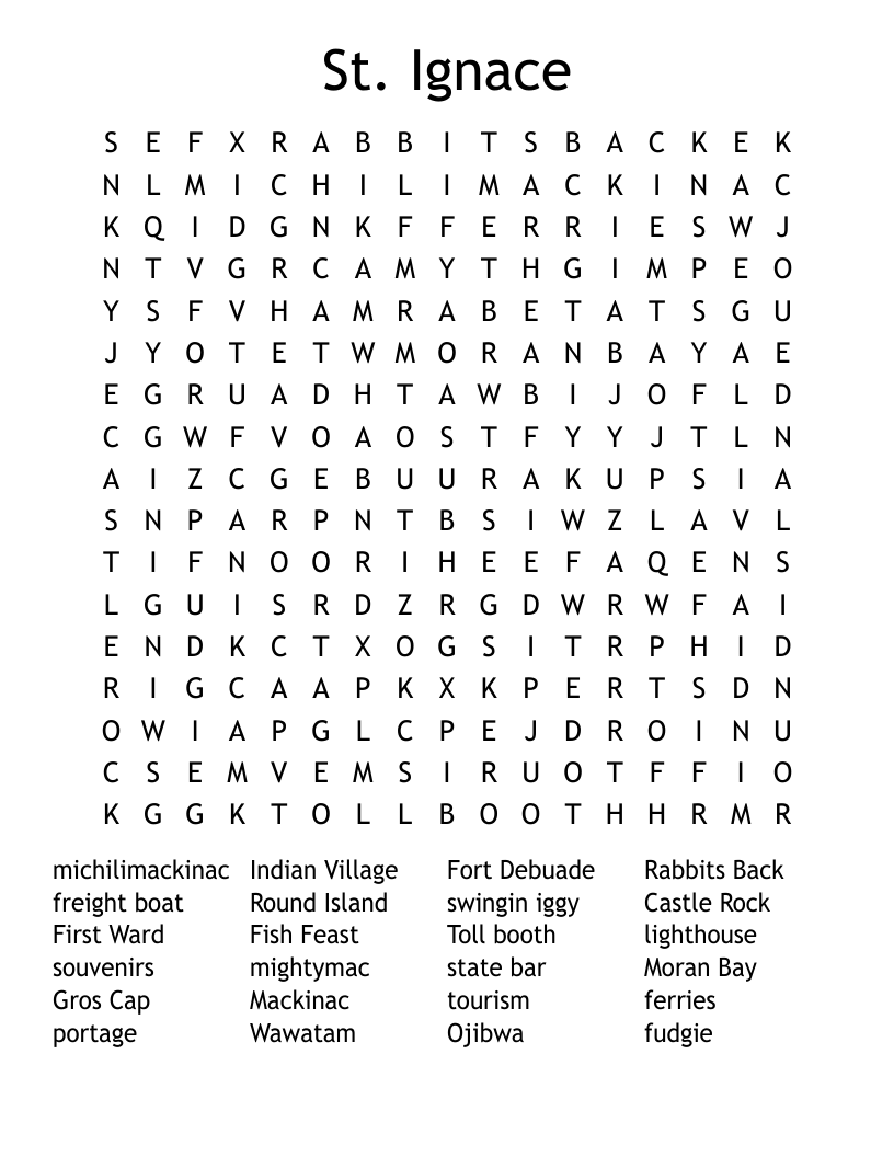St. Ignace Word Search