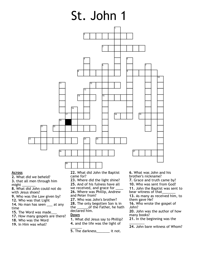 St. John 1 Crossword