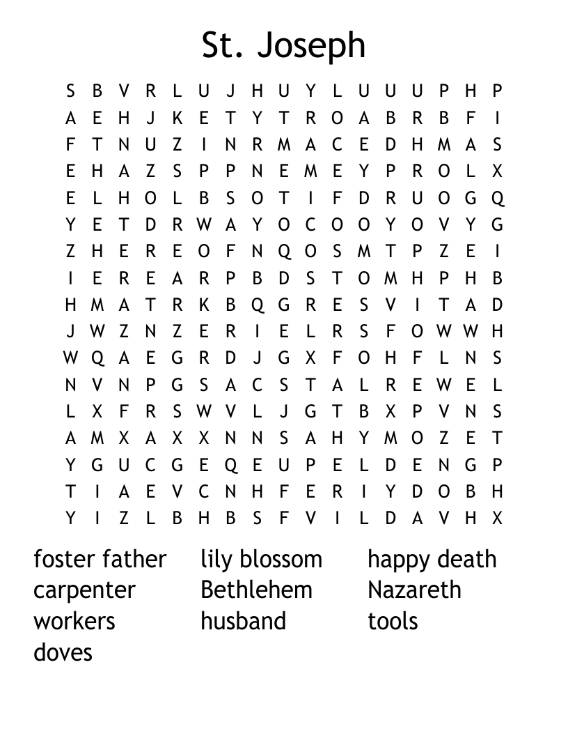 St. Joseph Word Search