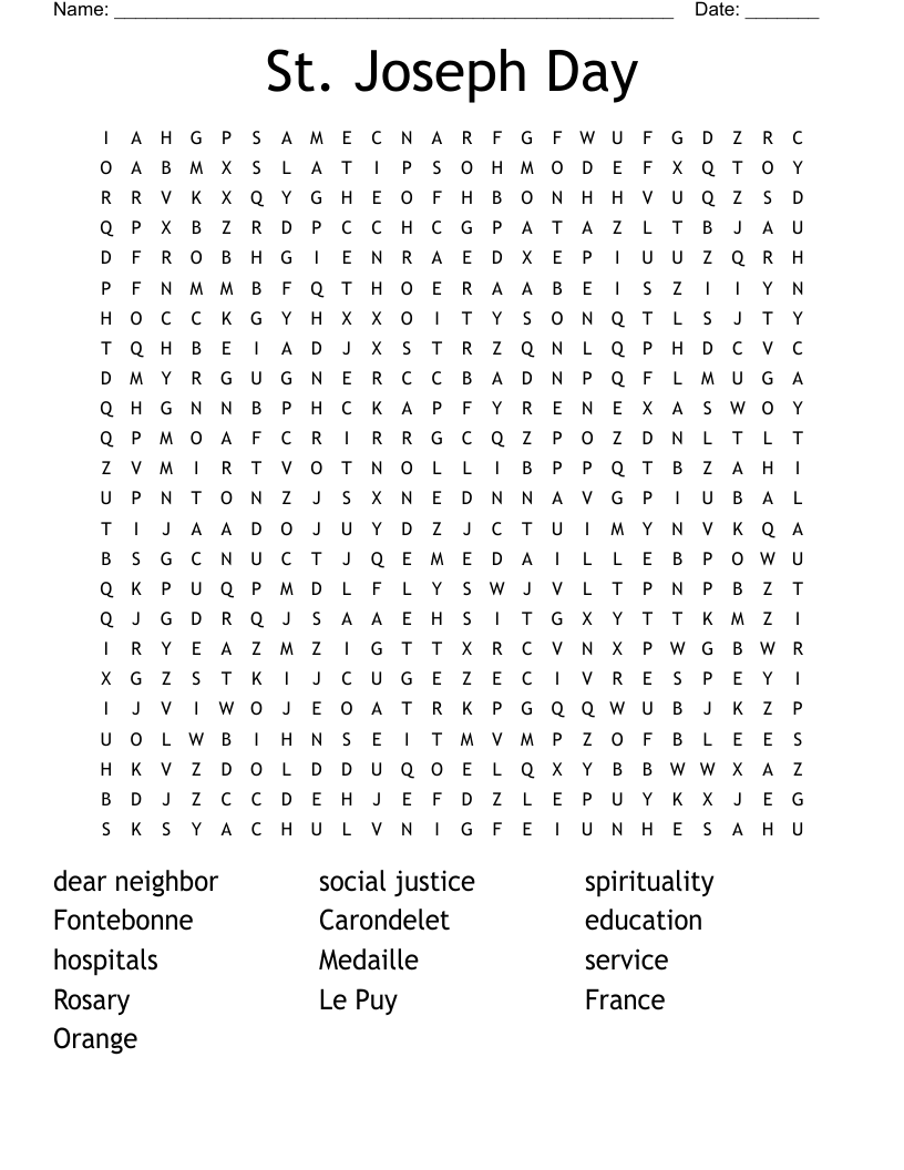St. Joseph Day  Word Search