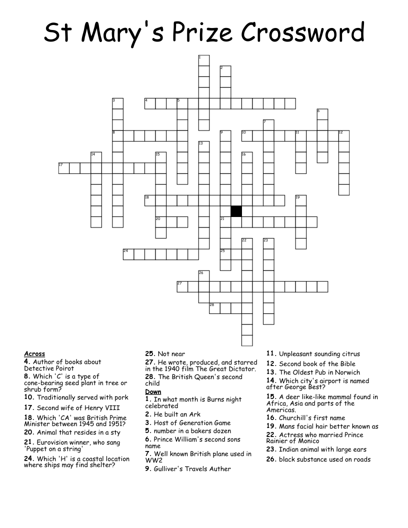 St Mary's Prize Crossword