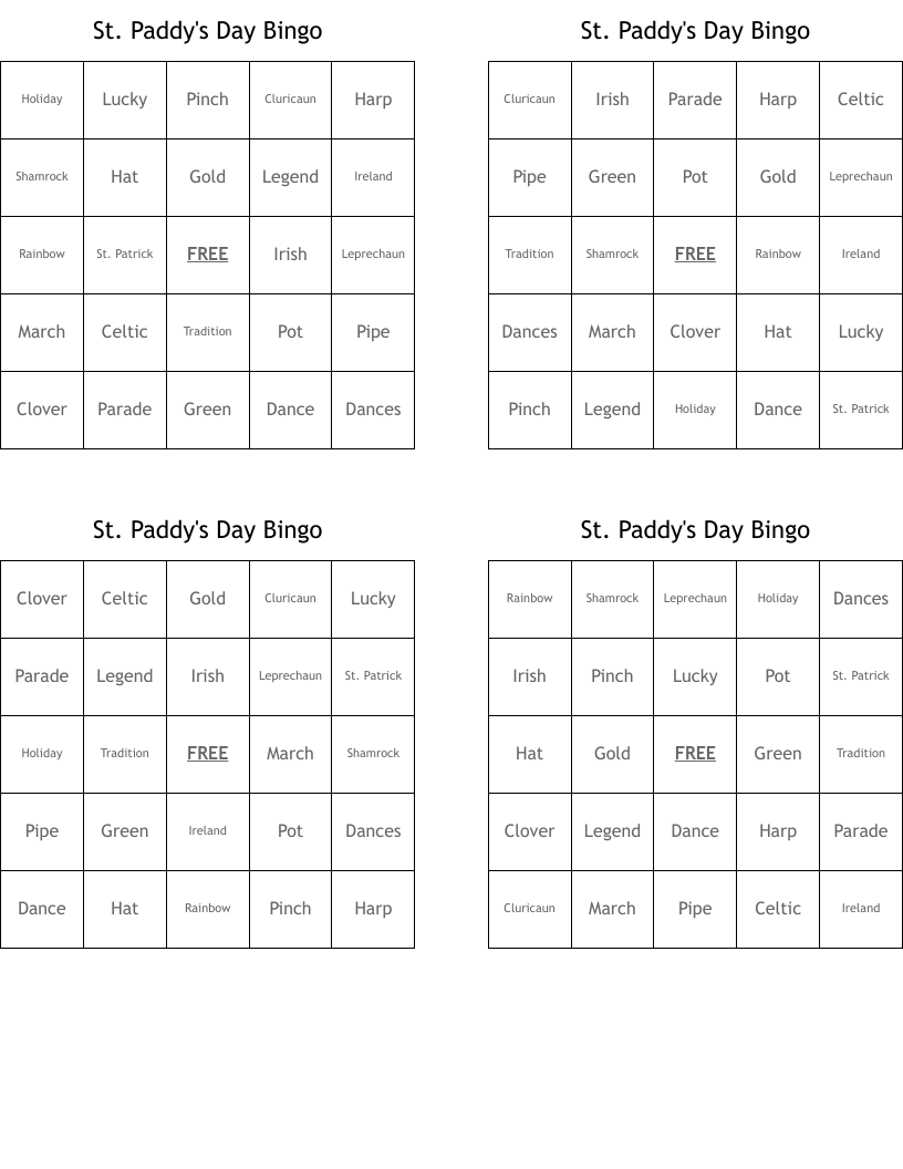 St. Paddy's Day Bingo