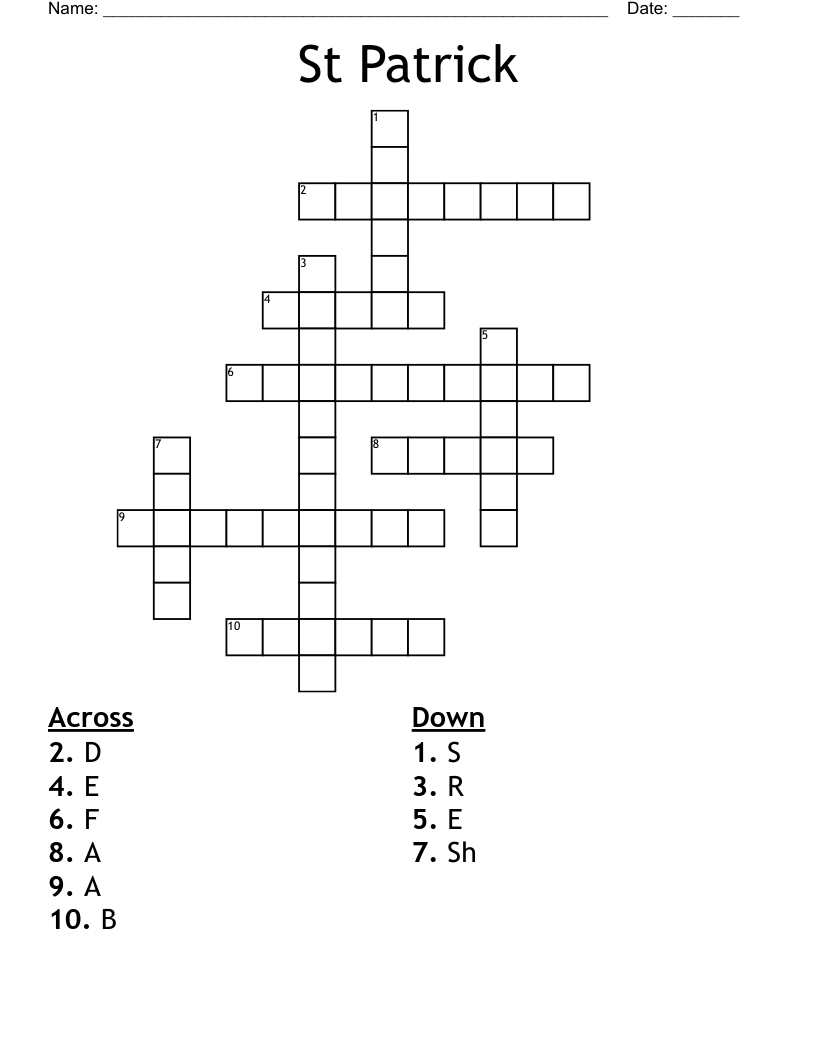 St Patrick Crossword