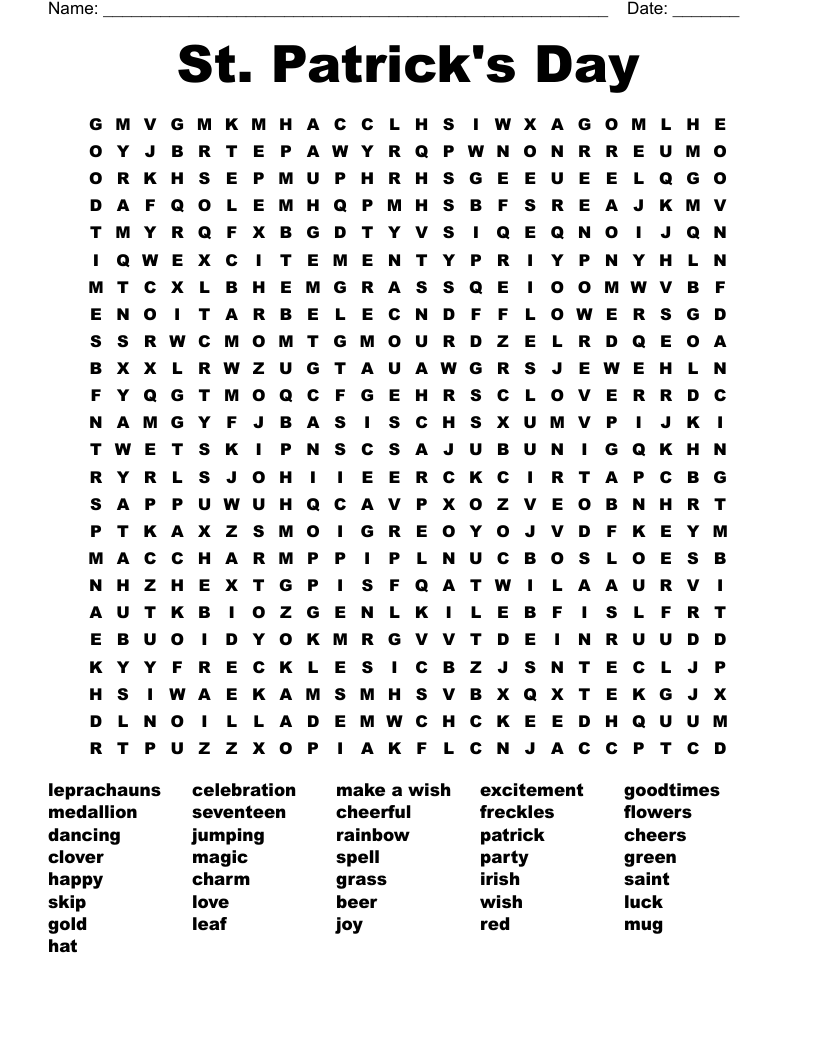 St. Patrick's Day Word Search