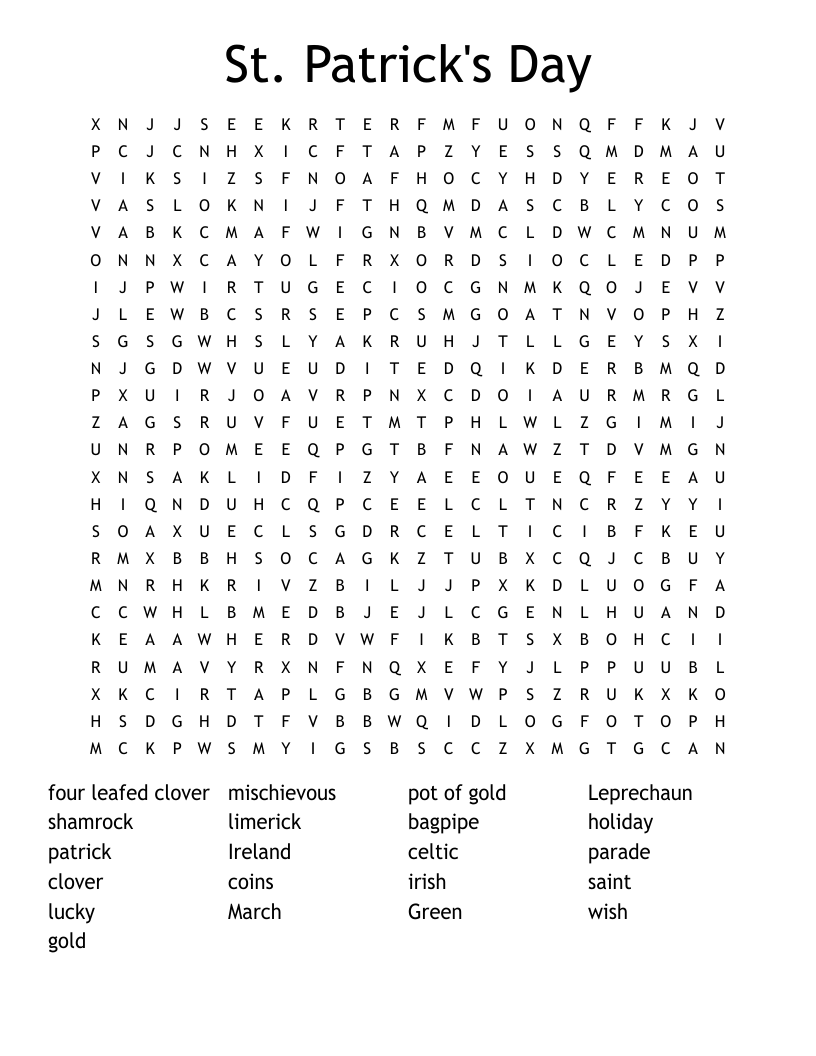St. Patrick's Day Word Search
