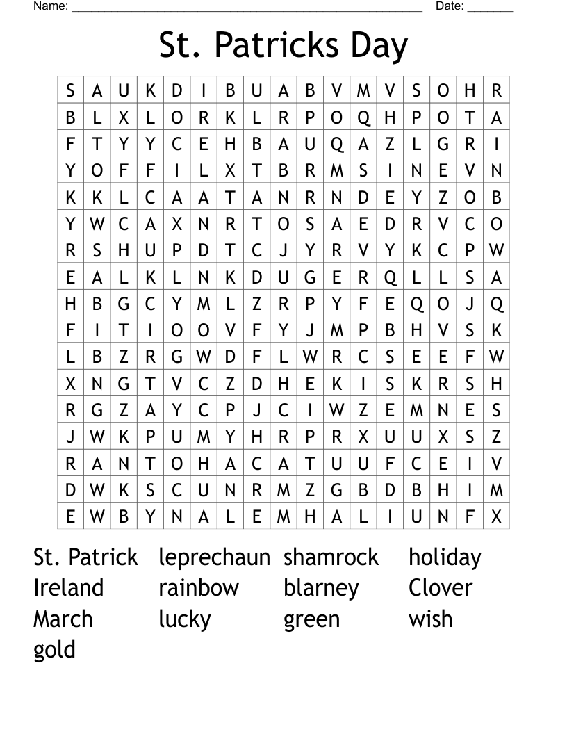 St. Patricks Day Word Search