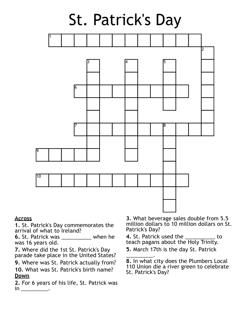 St. Patrick's Day Crossword