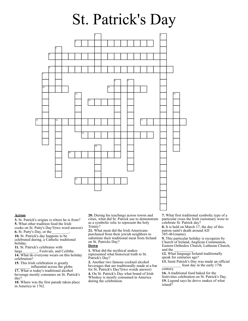 St. Patrick's Day Crossword