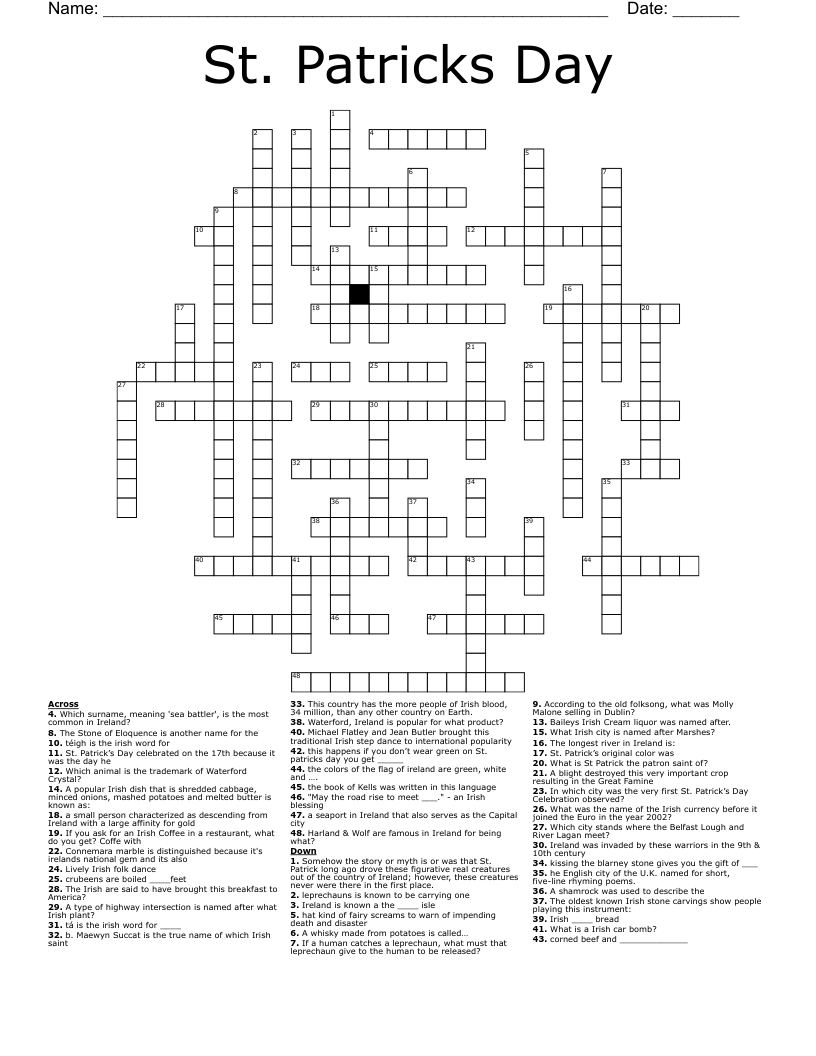 St. Patricks Day Crossword